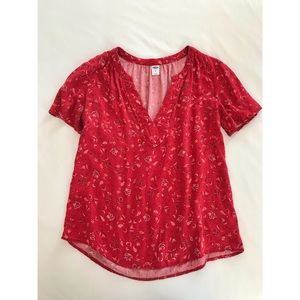 Old Navy Red Paisley Patterned Blouse
